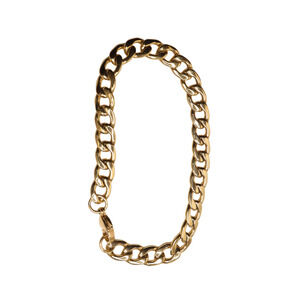 CN Stainless Steel Gold Tone Cuban Chain Link Bracelet 8 Inches